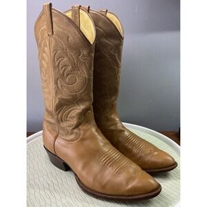 Sanders Vintage Men's Leather Western‎ Cowboy Riding Boots Tan Sz. 10.5 D